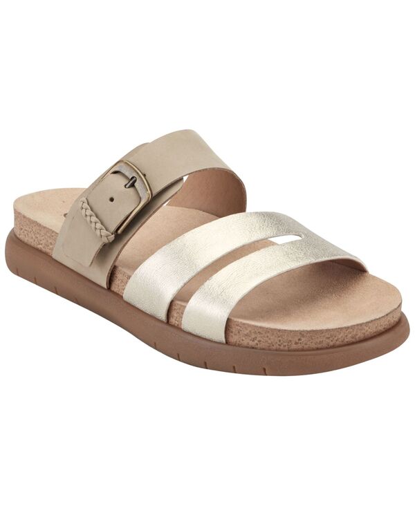 アース レディース シューズ サンダル Earth Women's Ayden Strappy Footbed Flatform Sandals Light Gold Leather/Taupe Nubuck トープ｜ReVida 店