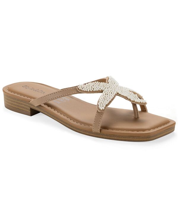 スタイルアンドコー レディース シューズ サンダル Style & Co Women's Alanaa Starfish Beaded Flat Sandals White Linen ホワイト｜ReVida 店