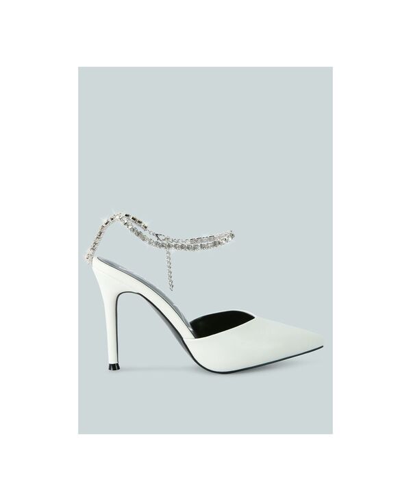 ロンドンラグ レディース シューズ サンダル London Rag Womens Joyce Diamantembellished Stiletto Mule Sandals White ホワイト｜ReVida 店 12,145円