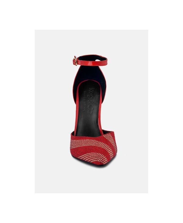 ラグアンドコー レディース シューズ サンダル Rag & Co NOBLES Womens Rhinestone Patterned Stiletto Sandals Red レッド｜ReVida 店