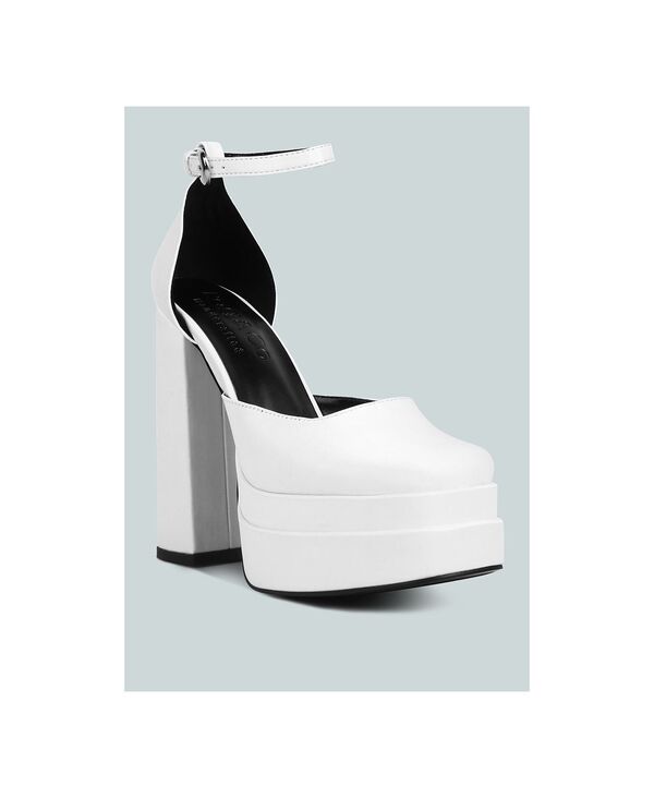 ラグアンドコー レディース シューズ サンダル プラットフォーム Rag & Co Rag and Co Womens Martini Sky High Platform Sandals White satin ホワイト|ReVida 店
