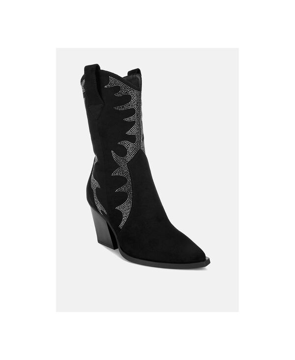 ラグアンドコー レディース シューズ ブーツ・レインブーツ Rag & Co Rag and CO Womens Ramblerhinestones Embellished Calf Boots Black ブラック｜ReVida 店
