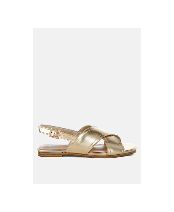 ラグアンドコー レディース シューズ パンプス トール レザー Rag & Co Rag and Co Womens Kanon Metallic Pleather Criss-Cross Flats Gold metallic pleather ゴールド｜ReVida 店