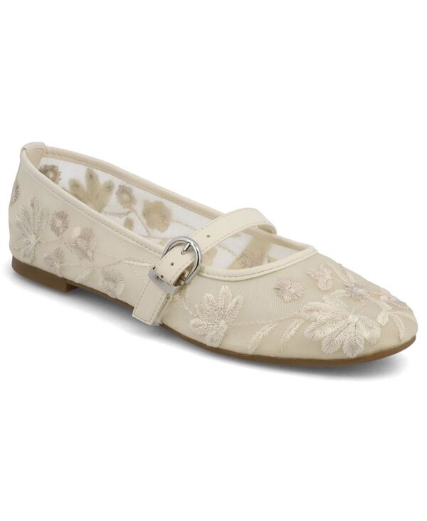 ミア レディース シューズ パンプス メッシュ 刺繍 MIA Women's Bluet Embroide red Mesh Mary Jane Ballet Flats Ivory/White ホワイト|ReVida 店