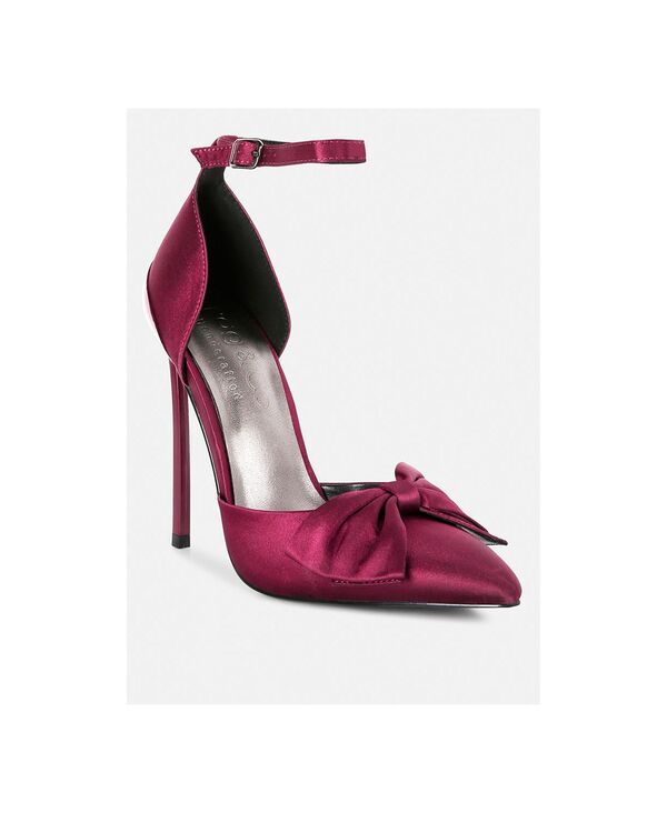 ラグアンドコー レディース シューズ サンダル サテン Rag & Co DINGLES Womens Bow Embellished Satin Stiletto Sandals Medium red レッド｜ReVida 店