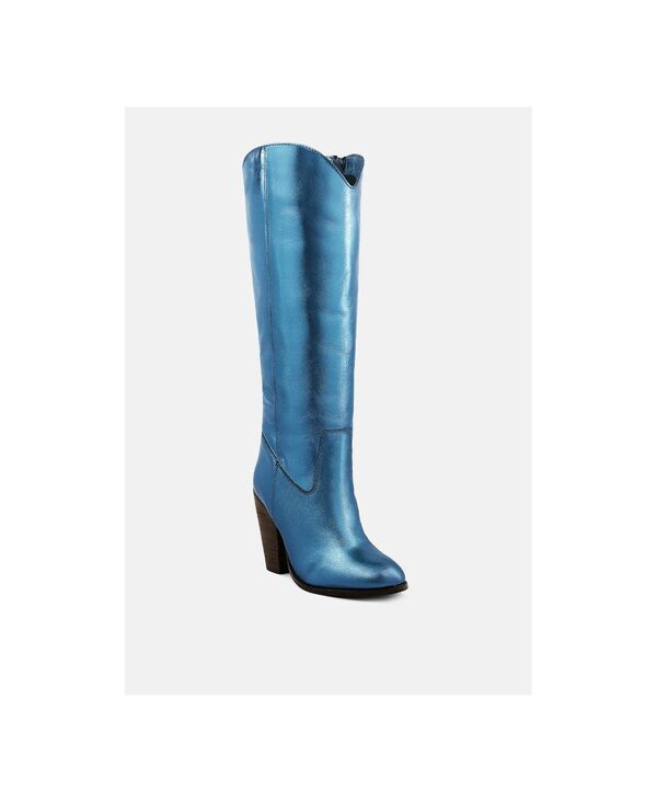 ラグアンドコー レディース シューズ ブーツ・レインブーツ レザー Rag & Co Rag and Co Womens GREAT-STORM White Leather Calf Boots Blue ブルー|ReVida 店