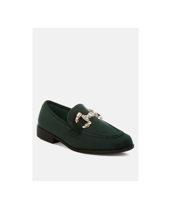 ラグアンドコー レディース シューズ パンプス ローファー Rag & Co Maestro Diamantembellished Horsebit Loafers Green グリーン｜ReVida 店