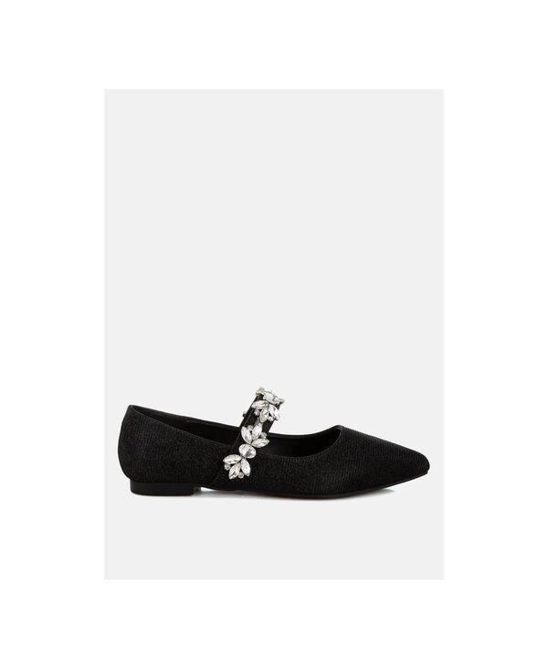ラグアンドコー レディース シューズ パンプス Rag & Co Rag and Co Womens Flavia Diamante Brooch Glitter Ballerinas Black ブラック|ReVida 店