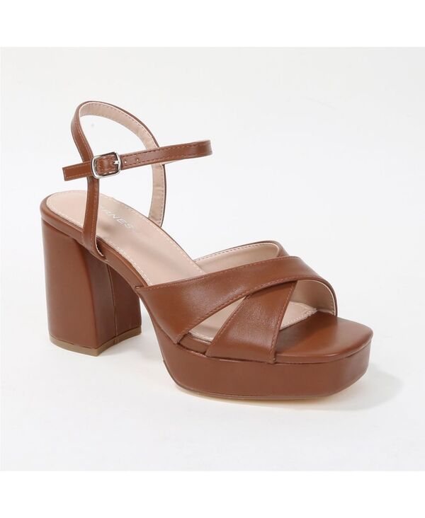 バーネス レディース シューズ サンダル プラットフォーム ヒール BERNESS Guadalupe Crisscrosstraps Platform Heels Brown ブラウン|ReVida 店