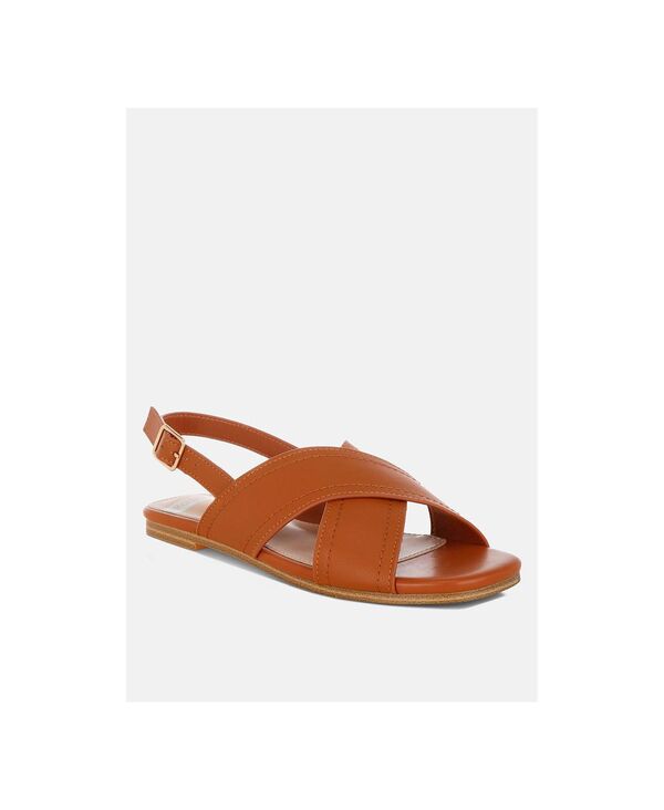 ラグアンドコー レディース シューズ パンプス Rag & Co Women's Jamon Classicross-Strap Buckled Flats Tan rubber タン｜ReVida 店