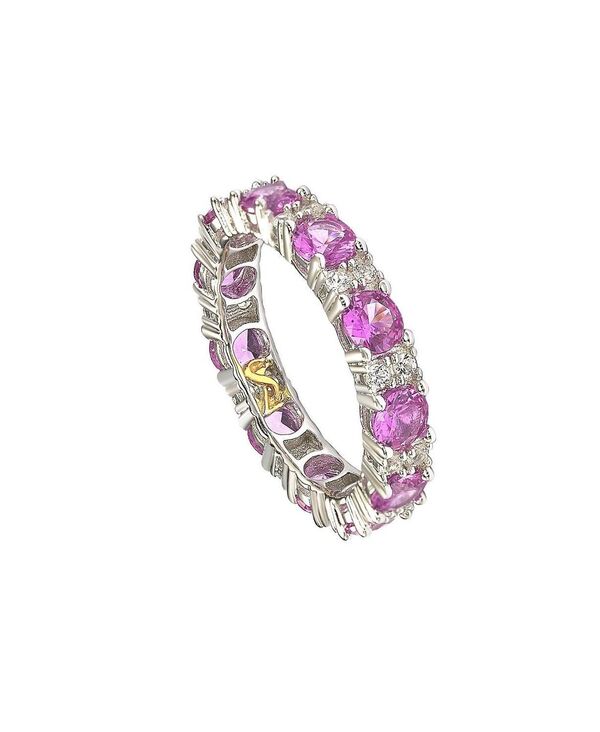 スージー レヴィアン ニューヨーク レディース アクセサリー リング Suzy Levianew York Suzy Levian Sterling Sapphire & Created Sapphire Round Cut Eternity Band Ring Pink sapphire ピンク｜ReVida 店