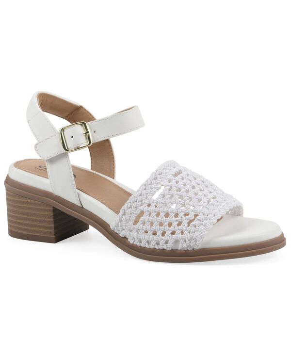 クリフバイホワイトマウンテン レディース シューズ サンダル ヒール Cliffs by White Mountain Women's Cortland Block Heel Sandals White Burnished Smooth ホワイト｜ReVida 店 14,804円