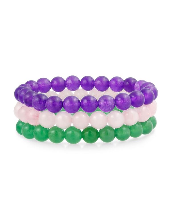 ブリング レディース アクセサリー ブレスレット・バングル・アンクレット Bling Jewelry Turquoise Stretch Bracelet Set 3 Simple Plain Stabilized 8MM Ball Bead Stackable Multi gemstones マルチカラー｜ReVida 店 8,070円