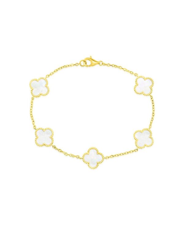 シモナ レディース アクセサリー ブレスレット・バングル・アンクレット Simona Sterling Silver Mother of Pearl Clover Beaded Outline Bracelet Gold ゴールド｜ReVida 店 24,674円