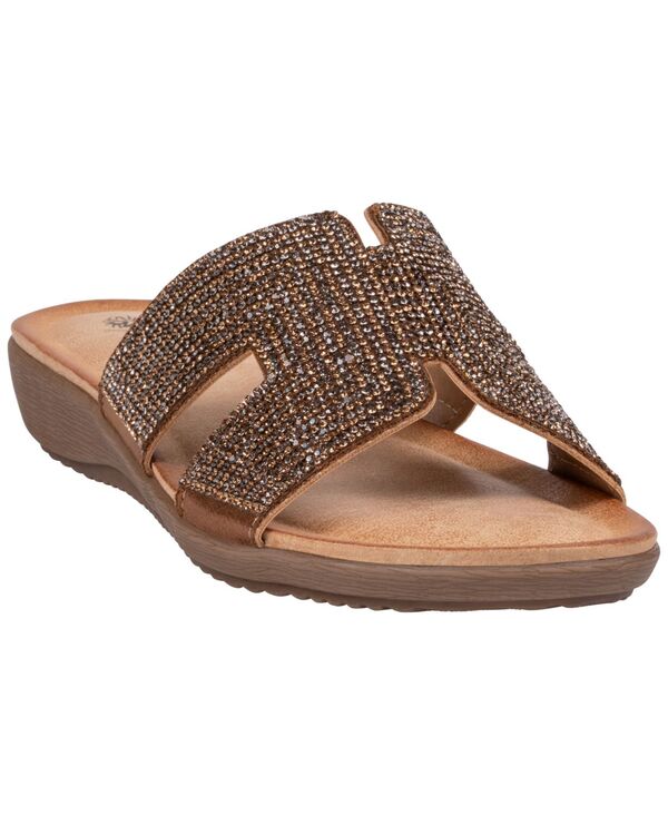 ジーシーシューズ レディース サンダル GC Shoes Women's Paxal Embellished Flat Sandals Bronze｜ReVida 店