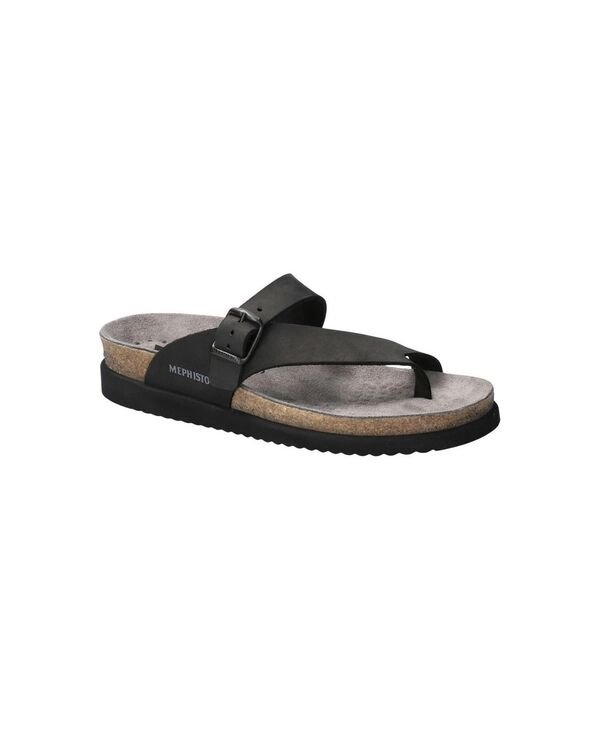 メフィスト レディース シューズ サンダル レザー Mephisto Classics Nubuk Leather Sandal Black nubuck ブラック｜ReVida 店