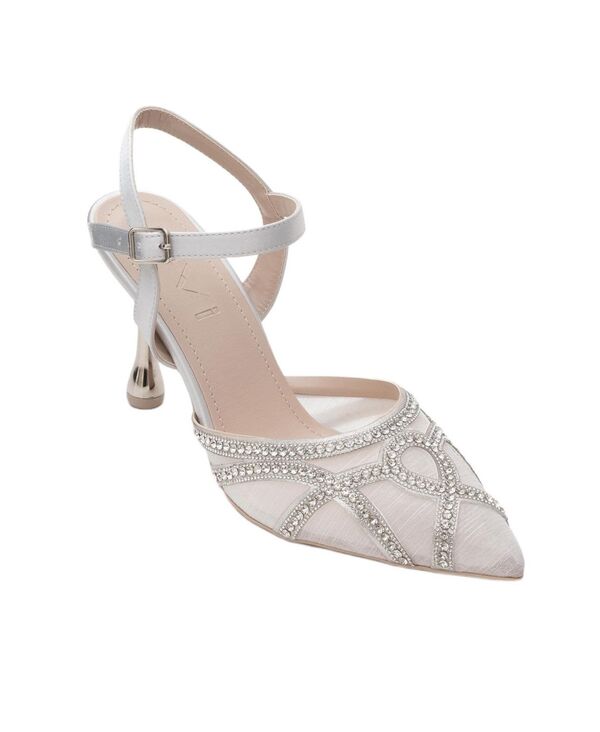 プロローグシューズ レディース パンプス Prologue Shoes Women's Volby Embellished Pointed Toe Pump. Silver satin シルバー|ReVida 店