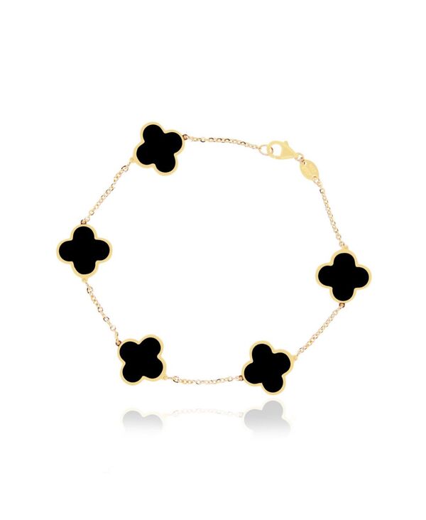 ザ・ラブリー レディース アクセサリー ブレスレット・バングル・アンクレット The Lovery Large Onyx Clover Bracelet 14K Yellow Onyx イエロー｜ReVida 店