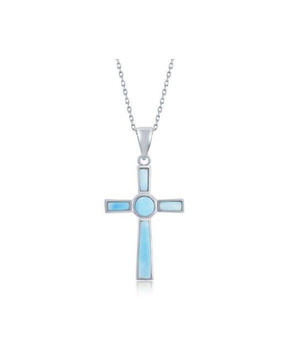 カリビアントレジャーズ レディース アクセサリー ネックレス・チョーカー・ペンダントトップ Caribbean Treasuresterling Silver Larimar Cross Pendant Blue ブルー｜ReVida 店