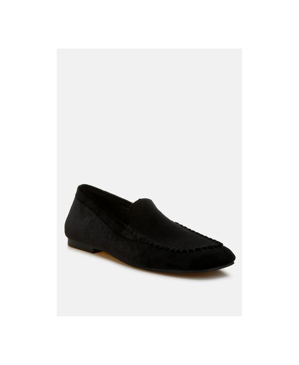 ラグアンドコー レディース シューズ パンプス ベルベット ローファー Rag & Co Robua Velvet Flat Loafers Black ブラック｜ReVida 店