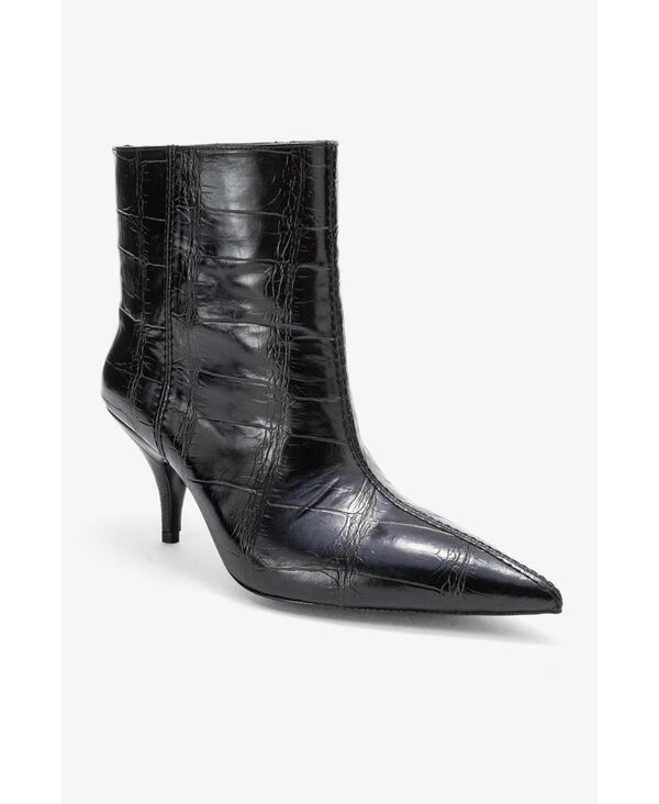 プロローグシューズ レディース ブーツ・レインブーツ Prologue Shoes Women's Brivelle Pointed Toe Boot Black print faux leather ブラック|ReVida 店