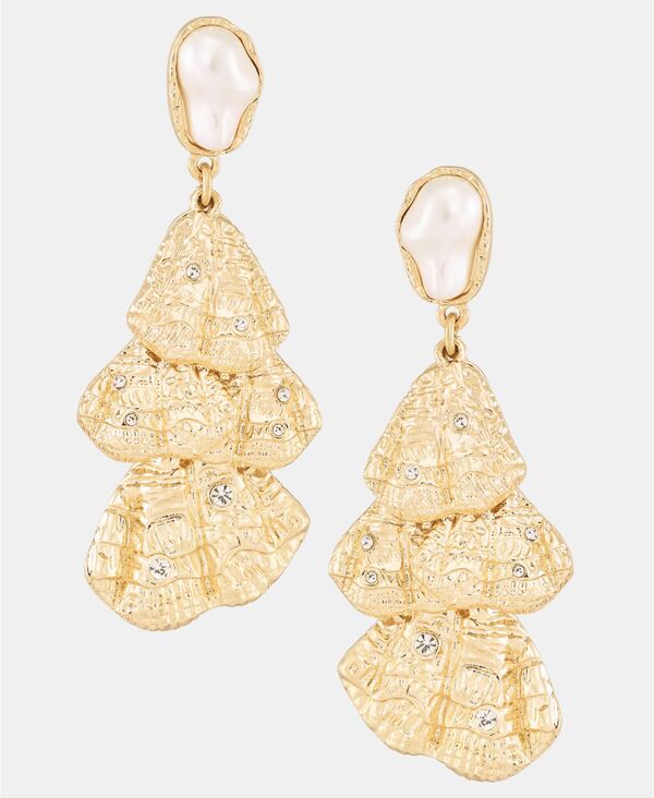 アイ.エヌ.シー インターナショナル コンセプト レディース アクセサリー ピアス・イヤリング I.N.C. International Concepts Pav Shell & Imitation Pearl Shaky Drop Earrings Gold ゴールド｜ReVida 店