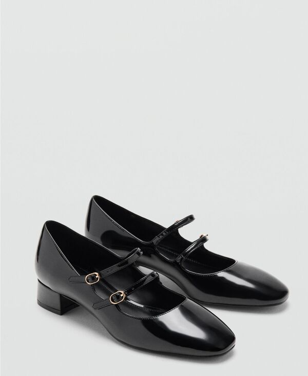 マンゴ レディース シューズ パンプス レザー MANGO Women's Buckle Patent Leather Shoes Black ブラック｜ReVida 店