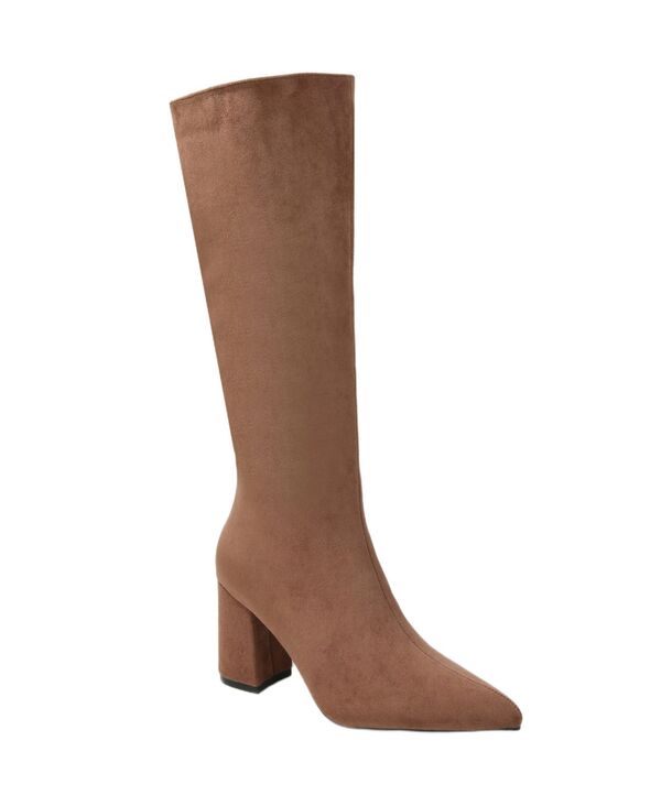 バーネス レディース シューズ ブーツ・レインブーツ ヒール BERNESS Women's Adele Block Heel Knee High Boots Camel キャメル｜ReVida 店