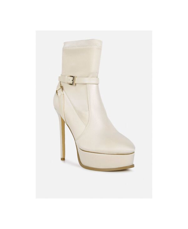 ラグアンドコー レディース シューズ ブーツ・レインブーツ サテン アンクル Rag & Co Rag and Co Womens Doesburg Satin Stiletto Ankle Boot Beige ベージュ|ReVida 店