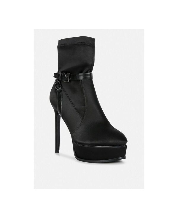 ラグアンドコー レディース シューズ ブーツ・レインブーツ サテン アンクル Rag & Co Rag and Co Womens Doesburg Satin Stiletto Ankle Boot Black ブラック|ReVida 店