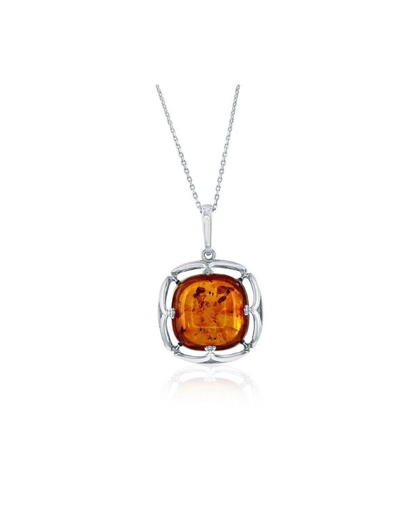 カリビアントレジャーズ レディース アクセサリー ネックレス・チョーカー・ペンダントトップ Caribbean Treasuresterling Square Designed Amber Pendant Amber アンバー｜ReVida 店