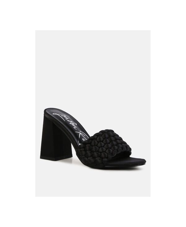 ロンドンラグ レディース シューズ サンダル サテン London Rag Women's Lust Look Braided Satin Block Sandals Black ブラック|ReVida 店