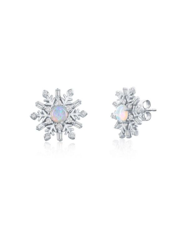 カリビアントレジャーズ レディース アクセサリー ピアス・イヤリング Caribbean Treasuresterling Opal & CZ Snowflake Studs White ホワイト|ReVida 店