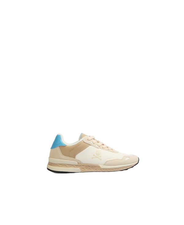 スカルパーズ レディース シューズ スニーカー ナイロン スエードクロス スピード競技 Scalpers Women\u0027suede and Nylon Sneakers with Lace-Up Fastening Beige-blue 青味