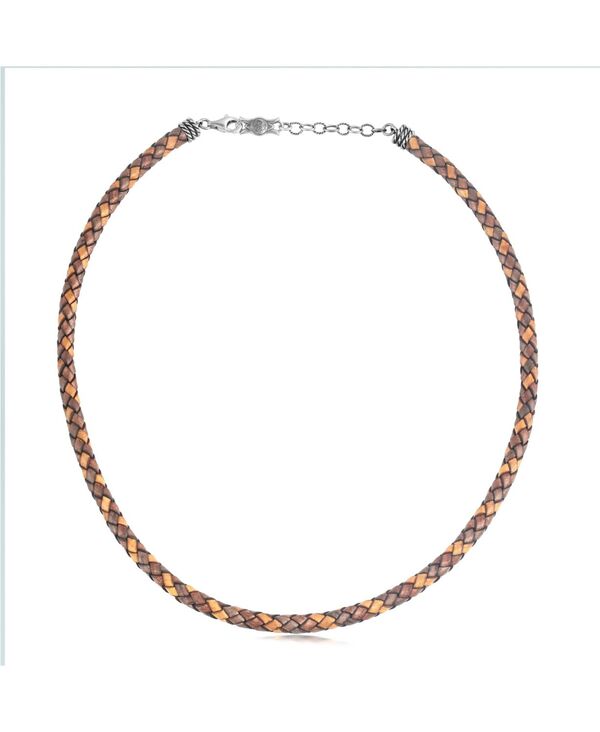 アメリカンウエストジュエリー レディース アクセサリー ネックレス・チョーカー・ペンダントトップ レース レザー American West Jewelry Sterling Silver Multi-Color Braided Brown Leather Necklace 20 to 22 Inches Brown/multi ブラウン｜ReVida 店