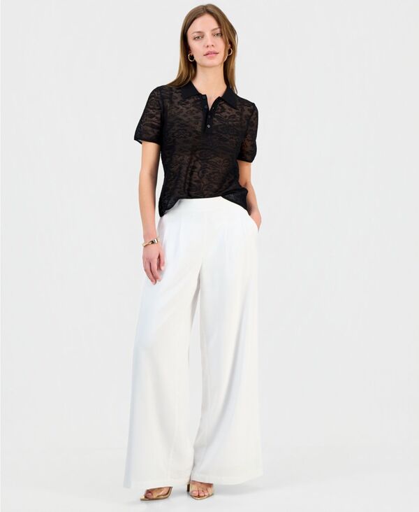 アイ.エヌ.シー インターナショナル コンセプト レディース ボトムス カジュアルパンツ プチ プリーツ I.N.C. International Concepts Petite Pleated Pull-On Wide-Leg Pants Bright White ホワイト｜ReVida 店