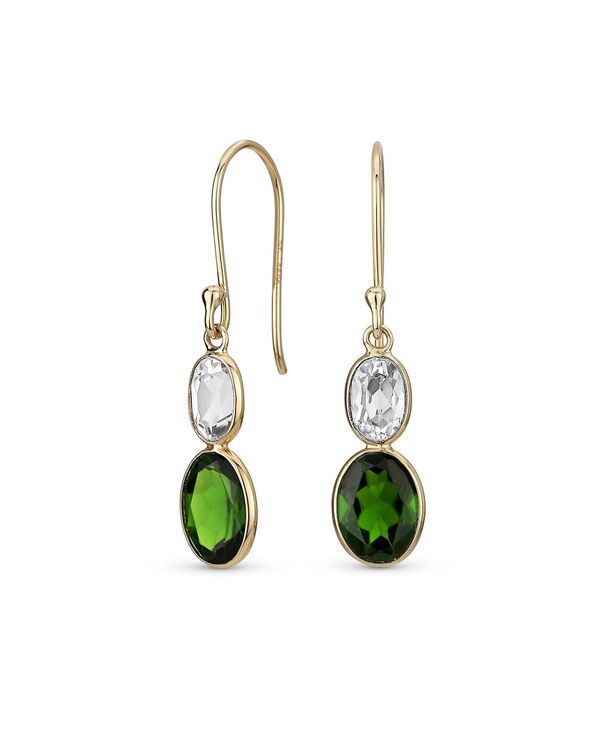 ブリング レディース アクセサリー ピアス・イヤリング Bling Jewelry Classic 10K Gold Facetedouble Natural Stones Bezel Set Oval Drop Earrings Green may グリーン｜ReVida 店