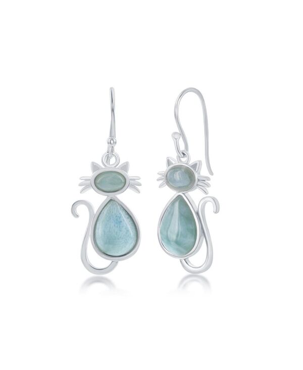 カリビアントレジャーズ レディース アクセサリー ピアス・イヤリング Caribbean Treasuresterling Silver Larimar Cat Earrings Blue ブルー｜ReVida 店