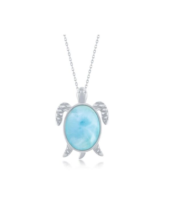 カリビアントレジャーズ レディース アクセサリー ネックレス・チョーカー・ペンダントトップ Caribbean Treasuresterling Silver Larimar Turtle Pendant Blue ブルー|ReVida 店