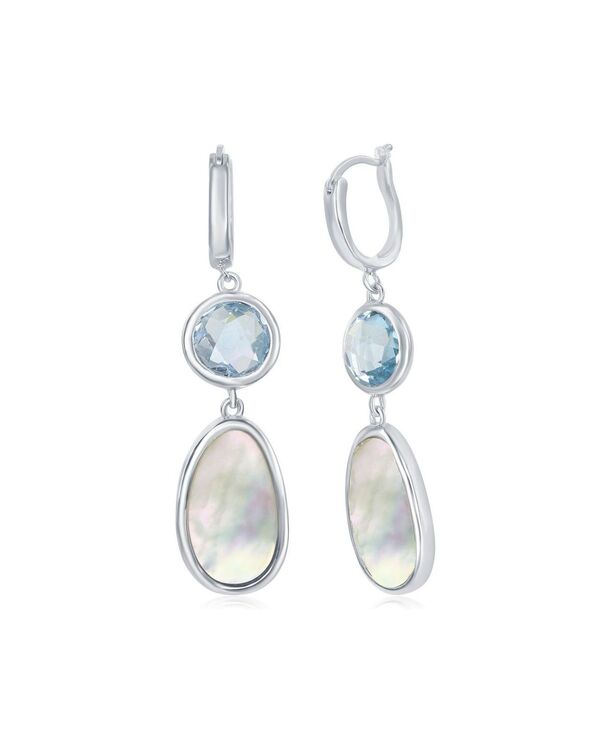 シモナ レディース アクセサリー ピアス・イヤリング Simona Sterling Silver Bezel-set Blue Topaz and Mother of Pearl Earrings Blue topaz & mother of pearl パール|ReVida 店
