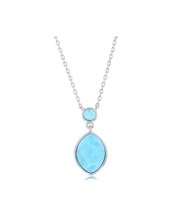 カリビアントレジャーズ レディース アクセサリー ネックレス・チョーカー・ペンダントトップ レース Caribbean Treasuresterling Round & Marquise Larimar Necklace Blue ブルー|ReVida 店