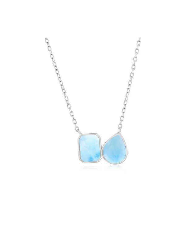 カリビアントレジャーズ レディース アクセサリー ネックレス・チョーカー・ペンダントトップ レース Caribbean Treasuresterling Rectangle & Pearshaped Larimar Necklace Blue ブルー｜ReVida 店