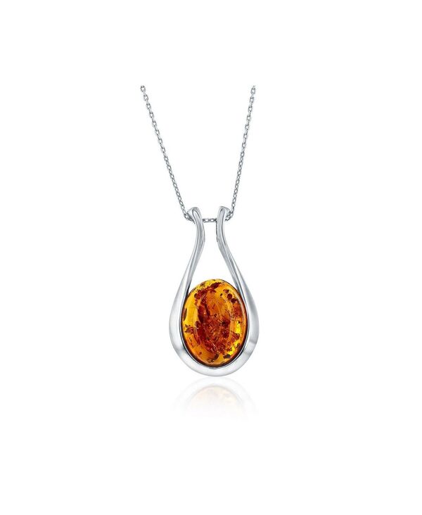 カリビアントレジャーズ レディース アクセサリー ネックレス・チョーカー・ペンダントトップ Caribbean Treasuresterling Oval Amber Pear-Shaped Pendant Amber アンバー｜ReVida 店