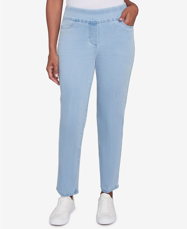 アルフレッド ダナー レディース ボトムス 心地よいズボン下 引っ切り無い プチ ジーンズ Alfredunner Petite Mid-Rise Pull On Straight Leg Denim Pants Petite \u0026 Petite Short Light Denim ジーンズ