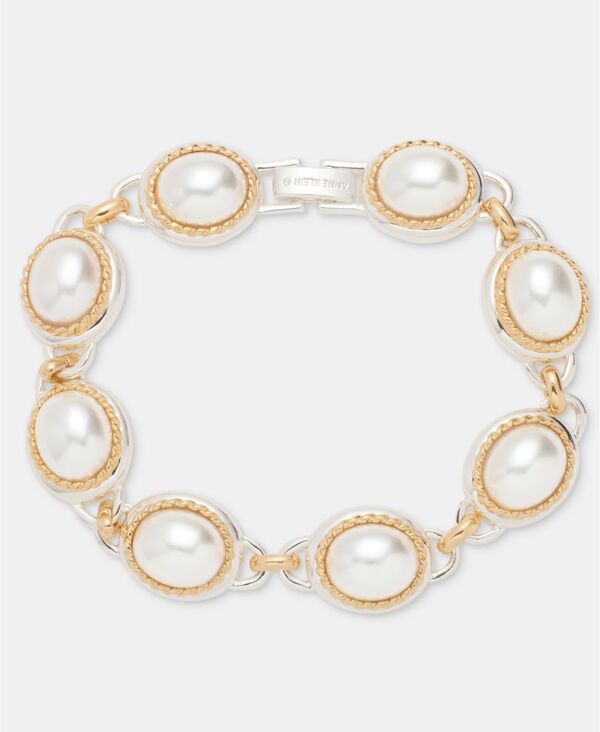 アンクライン レディース アクセサリー ブレスレット・バングル・アンクレット Anne Klein Two-Tone Imitation Pearl Metal Roping Line Bracelet Pearl パール｜ReVida 店