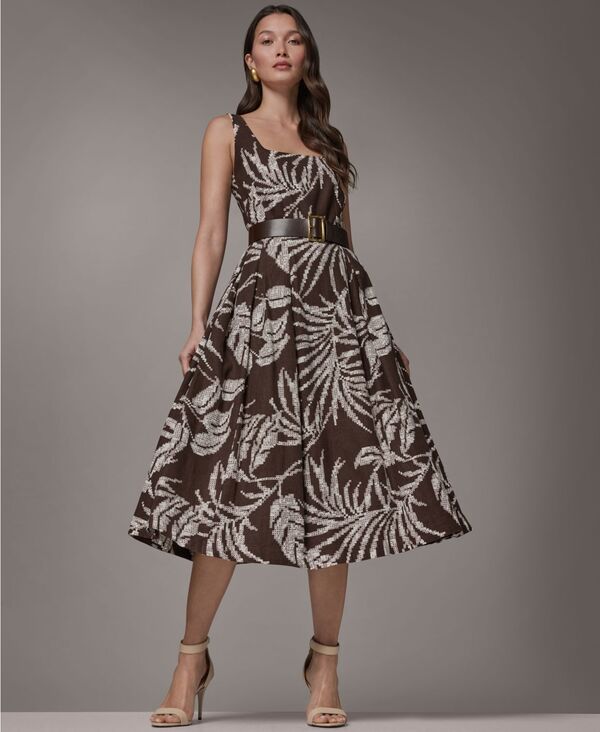 ダナ キャラン ニューヨーク レディース トップス ワンピース プリント ミディ Donna Karanew York Women's Printed Square Neck Midi Dress Canyon Multi マルチカラー｜ReVida 店