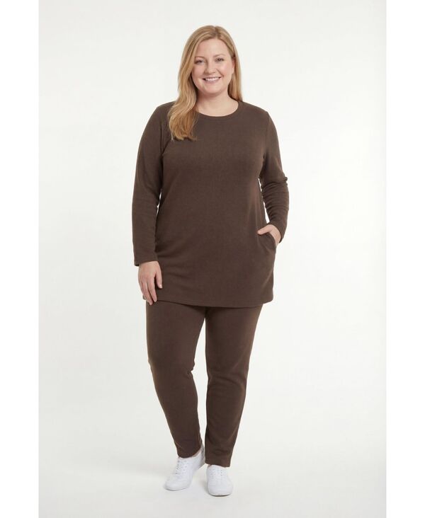 ウーマン ウィズイン レディース アウター パーカー・スウェット プラスサイズ シャツ フリース Woman Within Plusize Fleece Sweatshirt Set Chocolate チョコレート｜ReVida 店