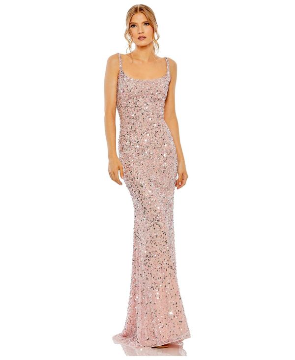 マックダガル レディース トップス ワンピース プチ スパンコール Mac Duggal Womens Petite Sequined Low Back Slip Gown Pink ピンク｜ReVida 店 57,640円