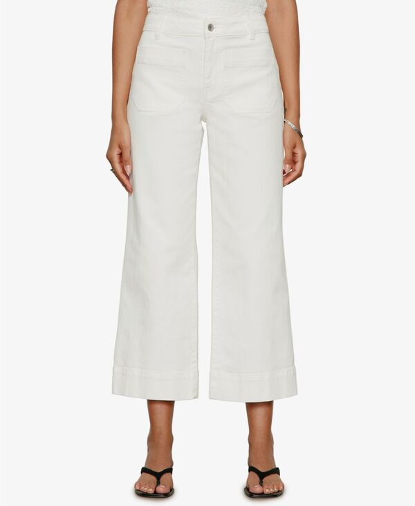 サンクチュアリー レディース ボトムス デニムパンツ クロップド ジーンズ Sanctuary Women's The Marine Mid-Rise Cropped Wide-Leg Jeans Bleached White ホワイト|ReVida 店