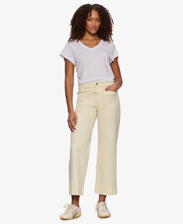 サンクチュアリー レディース ボトムス デニムパンツ クロップド ジーンズ Sanctuary Women's The Marine Mid-Rise Cropped Wide-Leg Jeans Washed Lemon｜ReVida 店